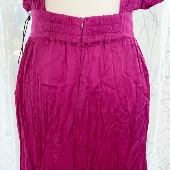 STILLWATER EYE CANDY DARK PINK SATIN plunging neck backless JESSIE MIDI DRESS - Picture 7 of 12